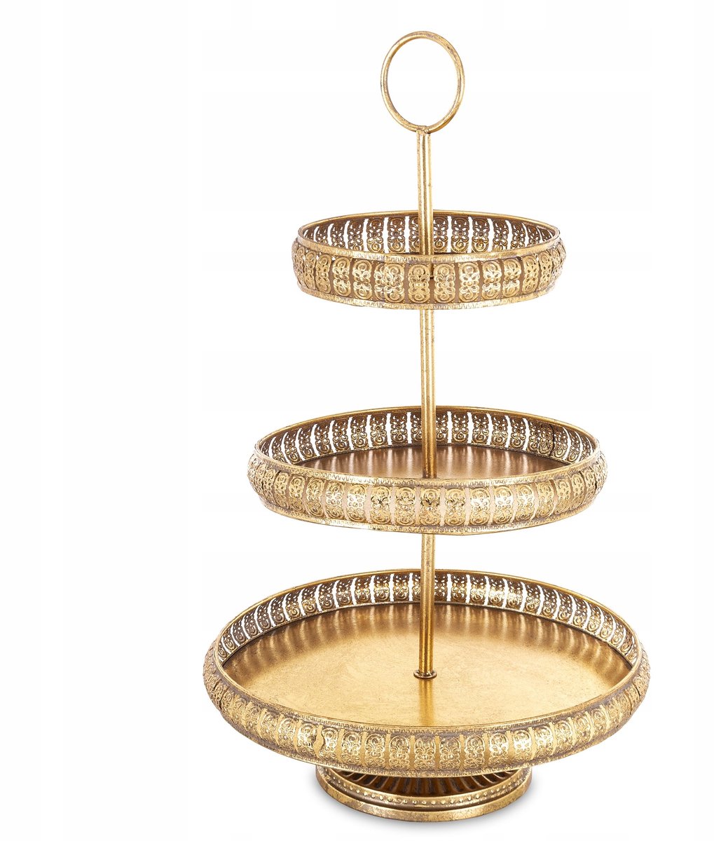 Gouden Metalen Decoratieve Taartplateau - Retro Loft Vintage