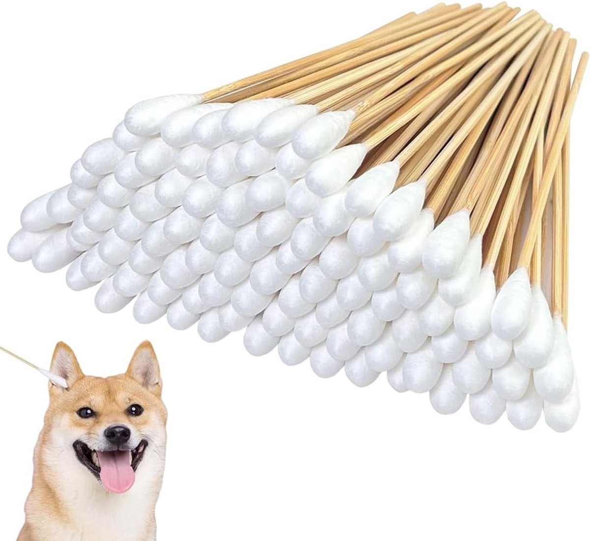 Honden Oorreinigingsstaafjes - Wit - 12 cm - Katoenen Staafjes voor Huisdieren