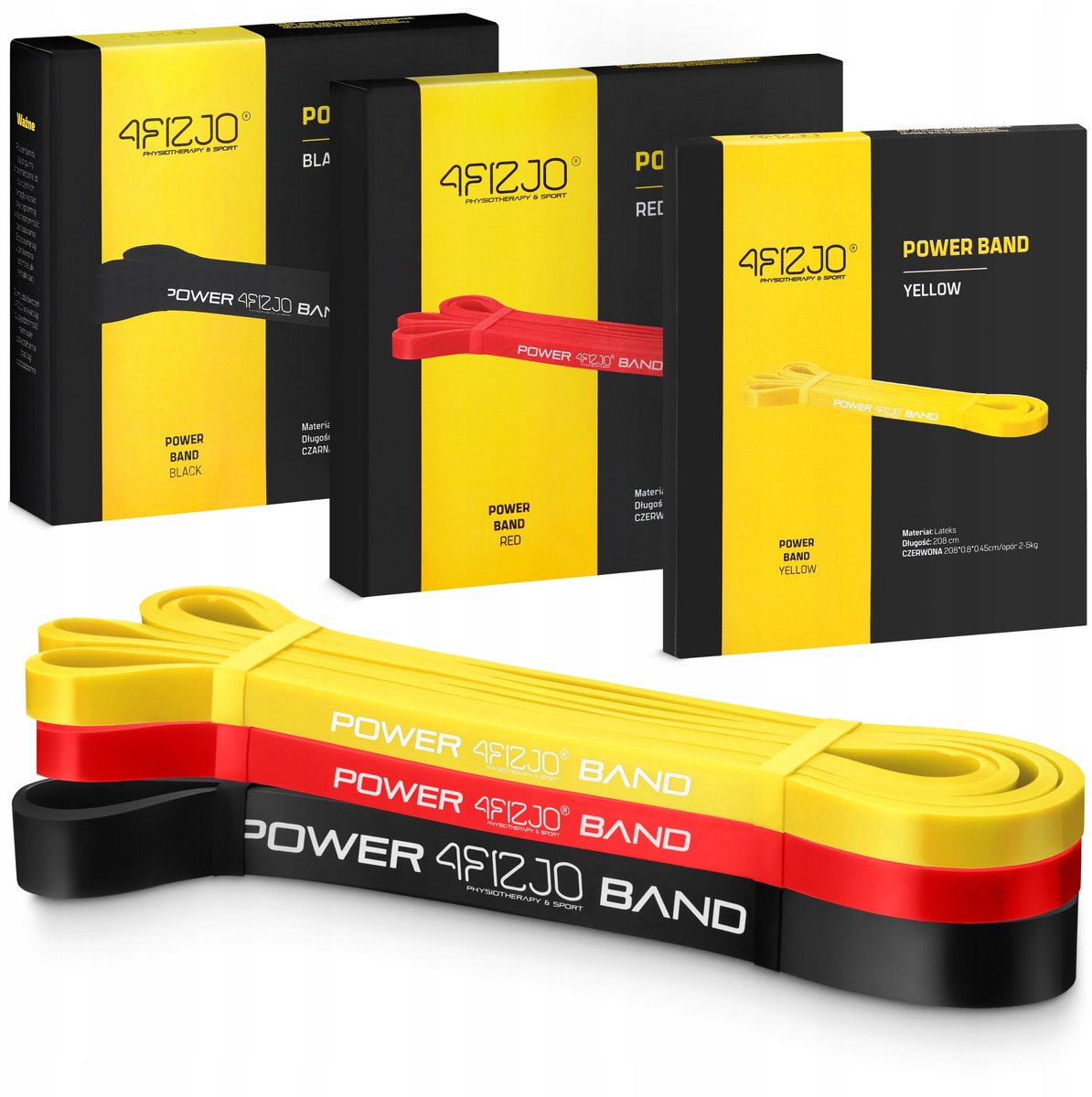 3x Powerband Oefenbanden Fitness - Weerstand 1-17kg