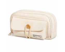 Etui Meisjes - Grote Etui met 4 Vakken -Duurzame Opbergtas voor Schrijfwaren - Pennenzak voor School en Kantoor - Stijlvolle Etui voor Vrouwen en Tieners - Witen Kantoor - Stijlvolle Etui voor Vrouwen en Tieners - Wit