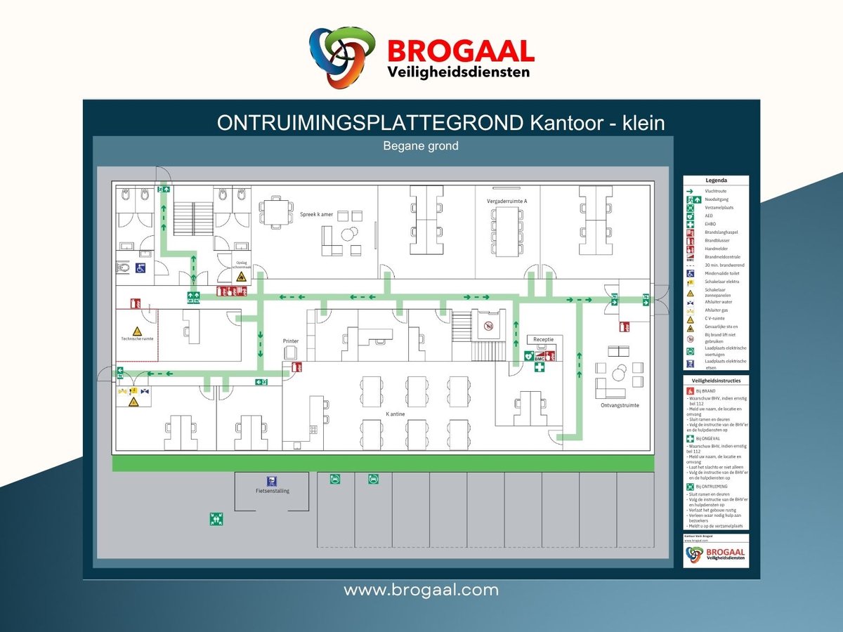 BHV Ontruimingsplattegrond Kantoor Klein – Tabletop Plattegrond voor BHV Training & Ontruiming