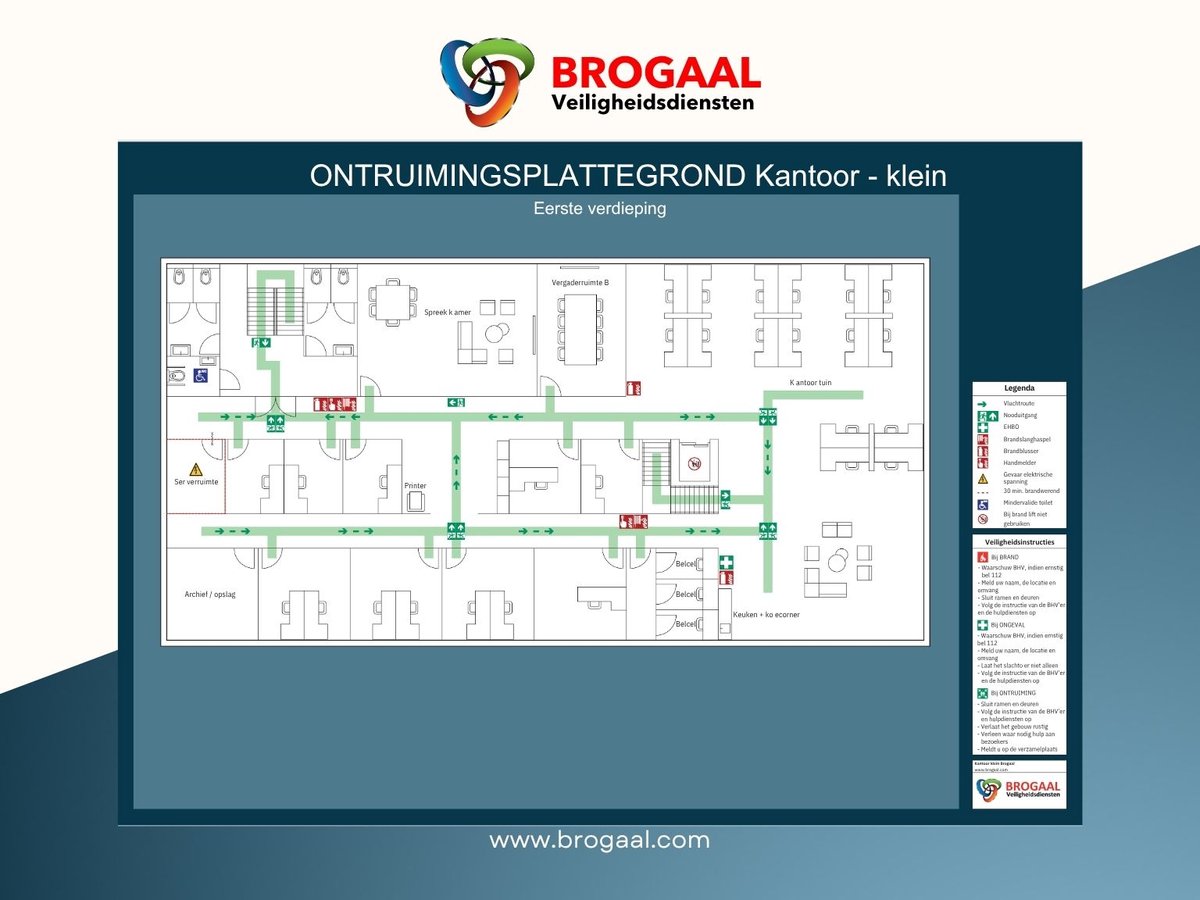 BHV Ontruimingsplattegrond Kantoor Klein – Tabletop Plattegrond voor BHV Training & Ontruiming