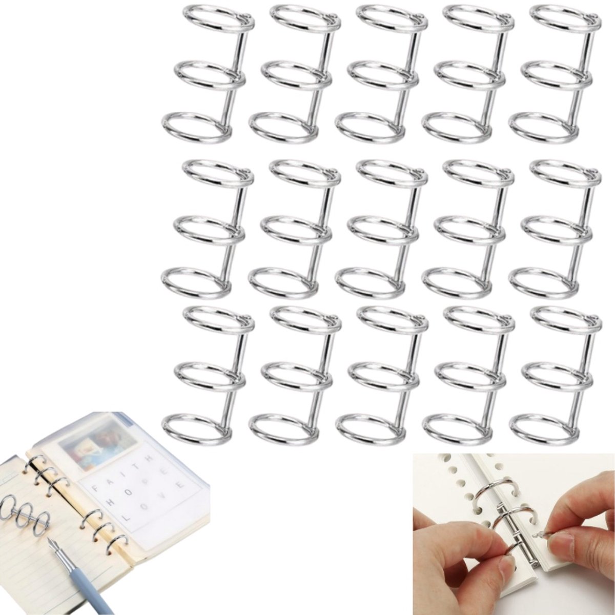 15 stuks - metalen ringbanden - DIY fotoalbum kaartringbanden - Menuringbanden - Stevig en duurzaam - 20 mm binnendiameter - Zilver - 2.5*2.5*4 cm - Voor indexkaarten, restaurantmenu's, fotoalbums