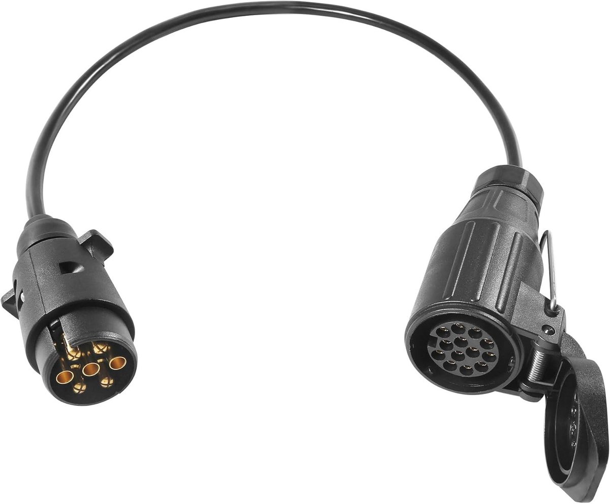 Verlengkabel voor Aanhanger - Verlenging 7-polig T57SC613 - 50 cm - Adapterkabel 7-polige Stekker naar 13-polige Aansluiting - Voor Vrachtwagens en Caravans