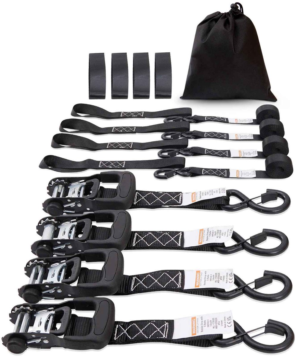 Casa Living Spanbanden Set - Ratelspanbanden - 4 Stuks - Hoge Treksterkte - S-Haken met Veiligheidssloten - Inclusief Opbergtas