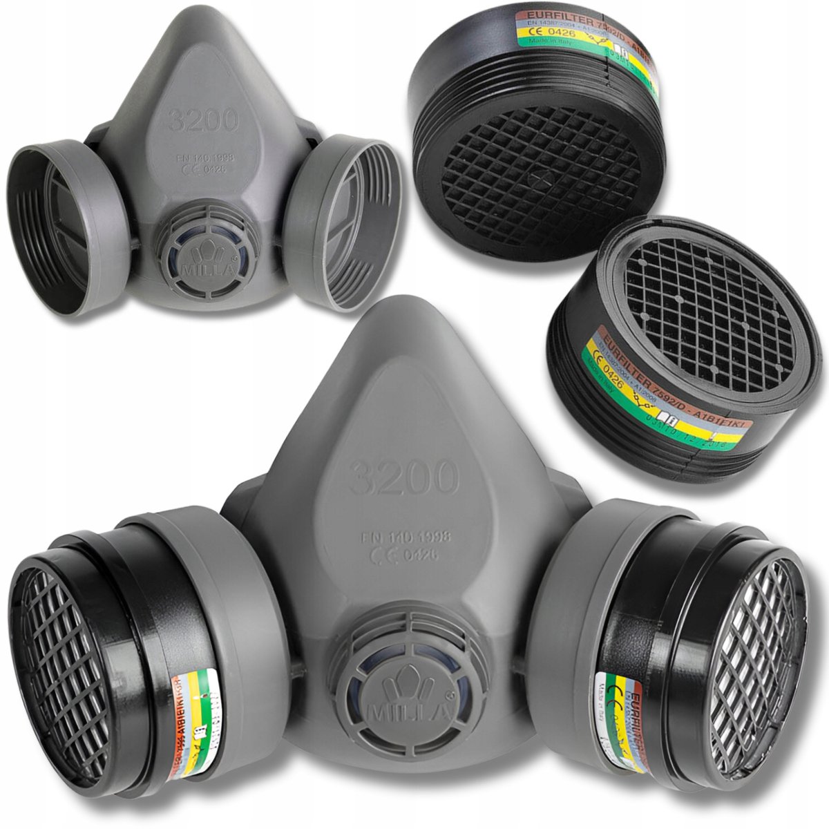 Merkloze Beschermende Halfmasker met ABEK Filters voor Schilderen en Industrie