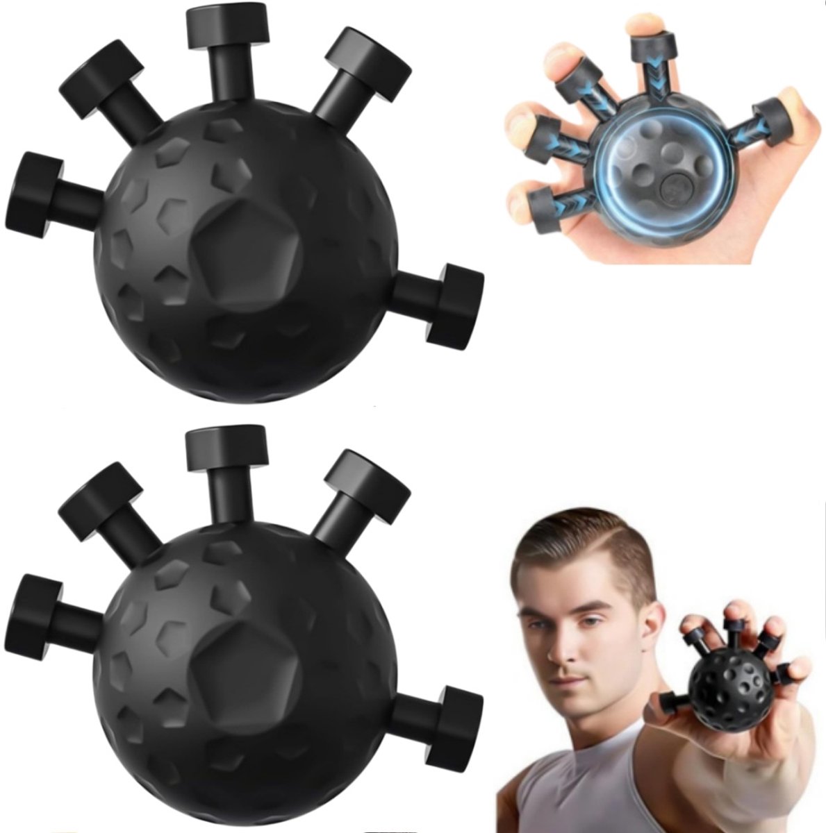 2 stuks - Vingergripversterker - Greeptrainer - Stressbal speelgoed - Gitaarvingergripversterker - Handspiertrainer - Zwart - Versterkt de kracht in hand en onderarm - Geschikt voor muzikanten, atleten, boksers