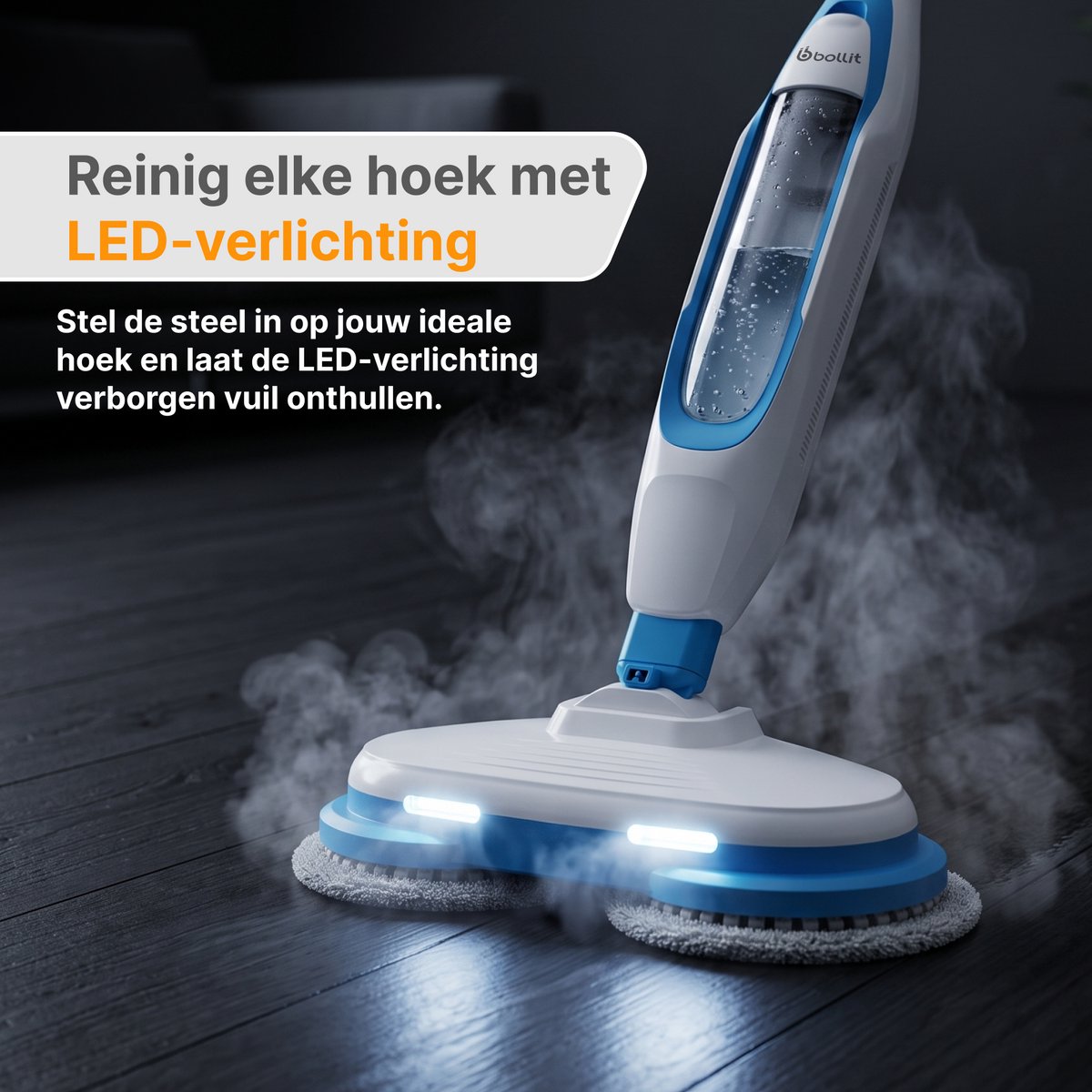 BOLLIT Elektrische Dweil & Stoomdweil 1500W - Dweilapparaat & Vloerreiniger - Stoomreiniger - Dweilsysteem - Elektrische Mop - Houten Vloer, Laminaat & Tegels – foto 3