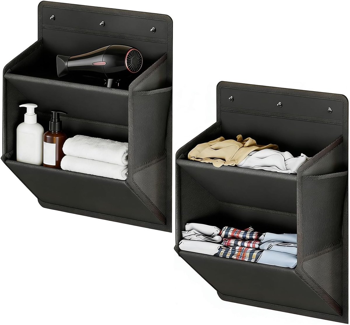 Schoenenrek deur - Zwart - 43 x 46,5 cm - Opvouwbare Organizer van Oxford-weefsel - Voor Campers en Kleine Ruimtes