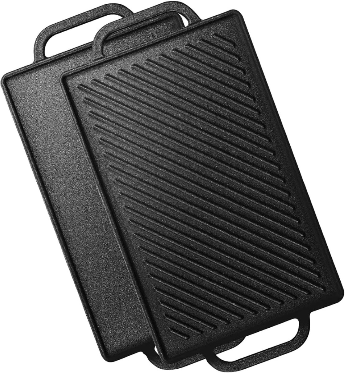 ZRNS® Grillplaat Inductie en Oven - Bakplaat Gietijzer - Anti-aanbak - Dubbelzijdig - 50,8 x 26,5 cm