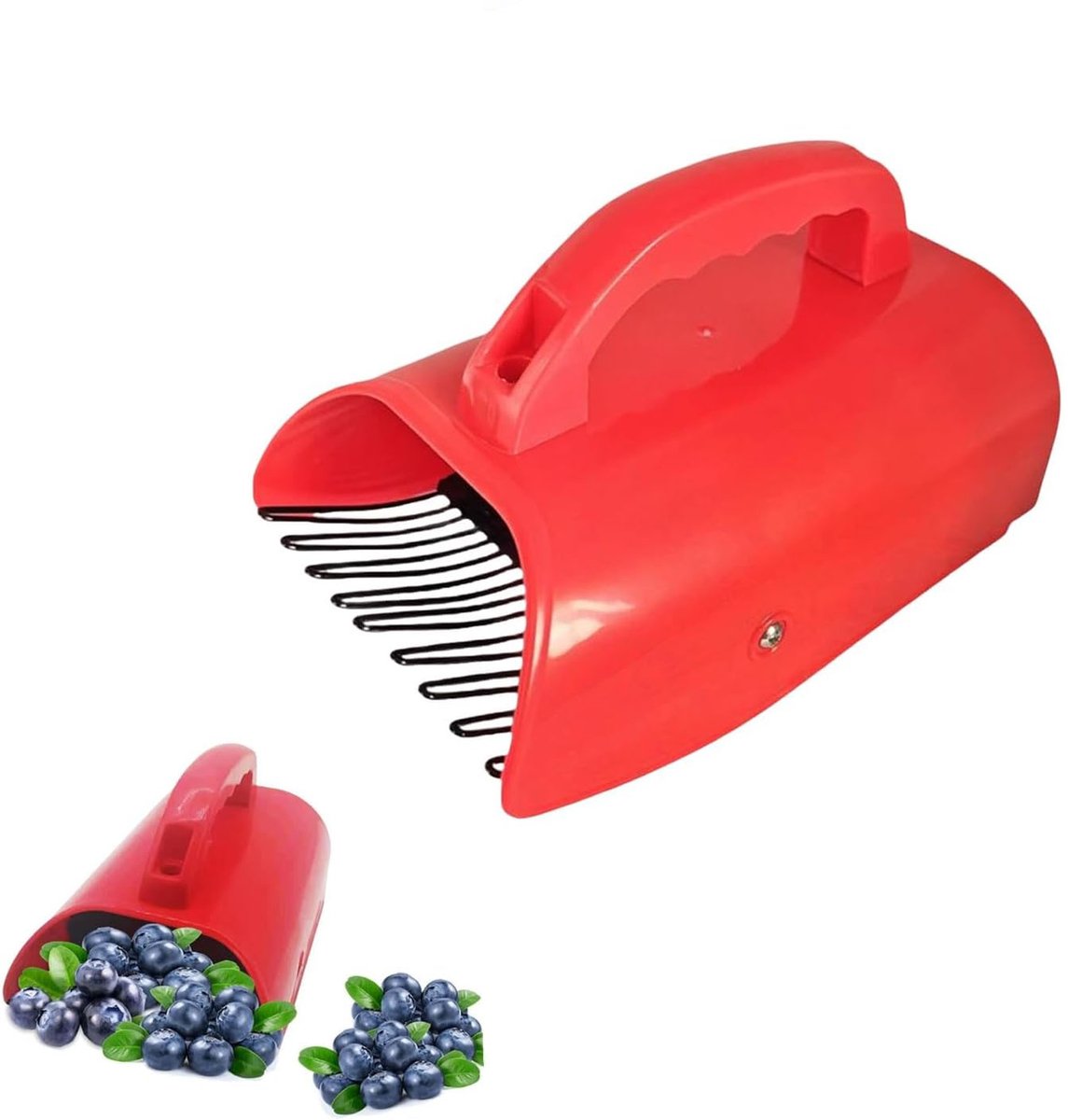 Bessenplukker - blauwe bessenplukker - bessenschraper met metalen kam - met handgreep - eenvoudig bessen plukken - geschikt voor blauwe bessen en veenbessen - rood