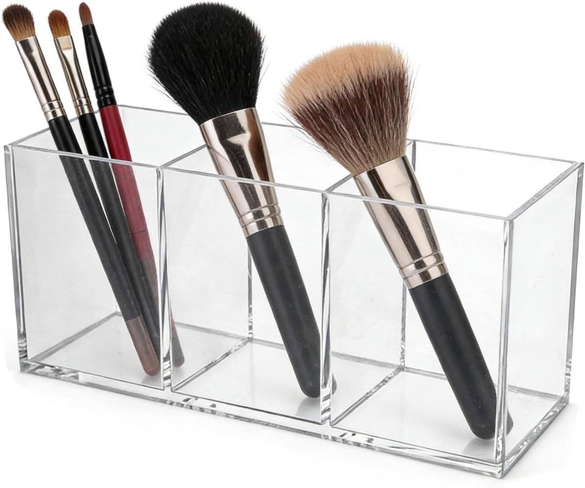 Transparante Acryl Borstels Houder voor Badkamer, Bureau en Make-up Tafel, Perfect voor Penselen en Schrijfgerei