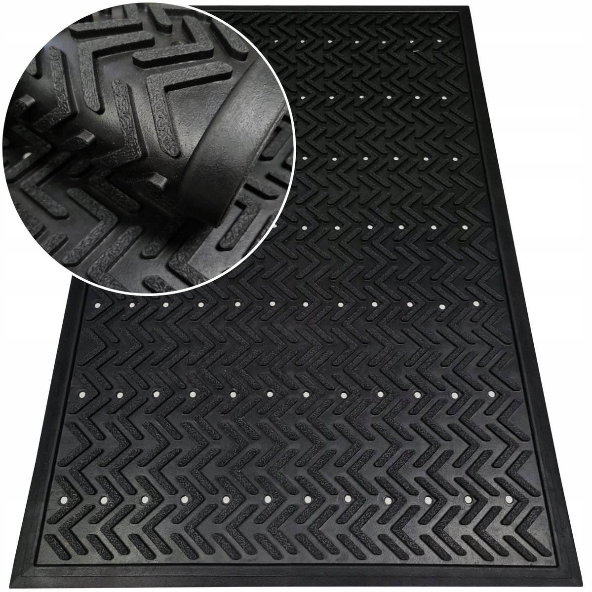Merkloze Rubberen Buitenmat 60x90 cm - Antislip & Waterafvoerend