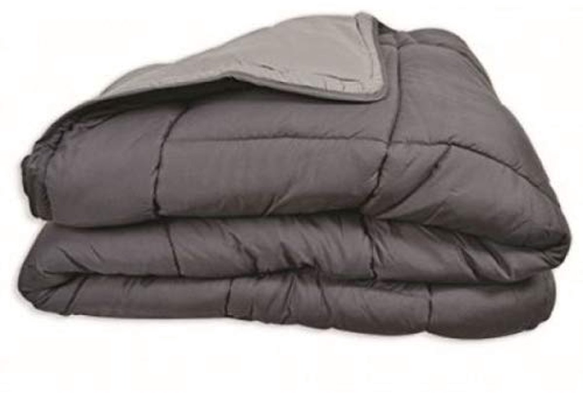 POYET MOTTE Dekbed, tweekleurig, polyester, staal/zilver, 160 x 220 cm, serie CALGARY - ShopVlot