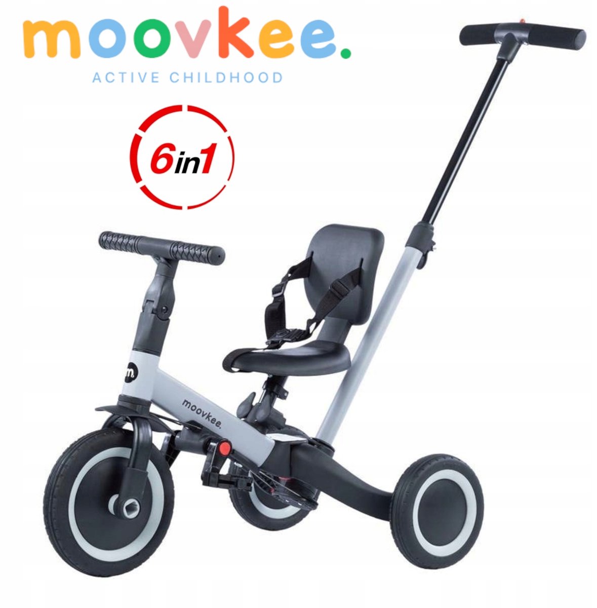 Moovkee Mike 6-in-1 Loopfiets/Driewieler - Grijs