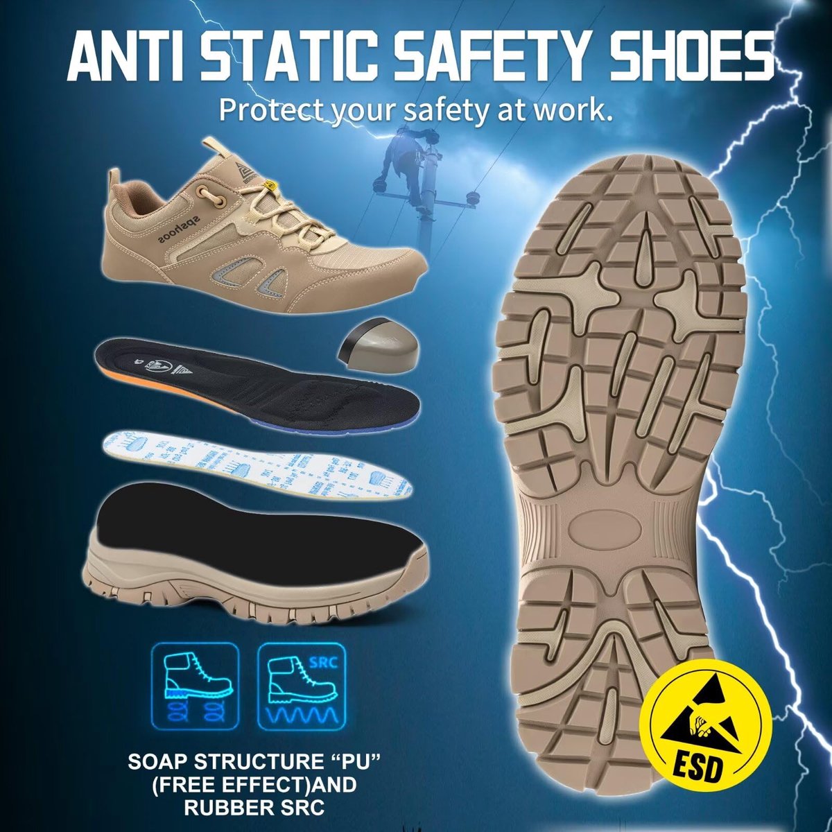 Veiligheidsschoenen Heren S1 ESD Werkschoenen Dames Lichtgewicht met Stalen Neus Ademend Beschermende Schoenen Sneaker - ShopVlot