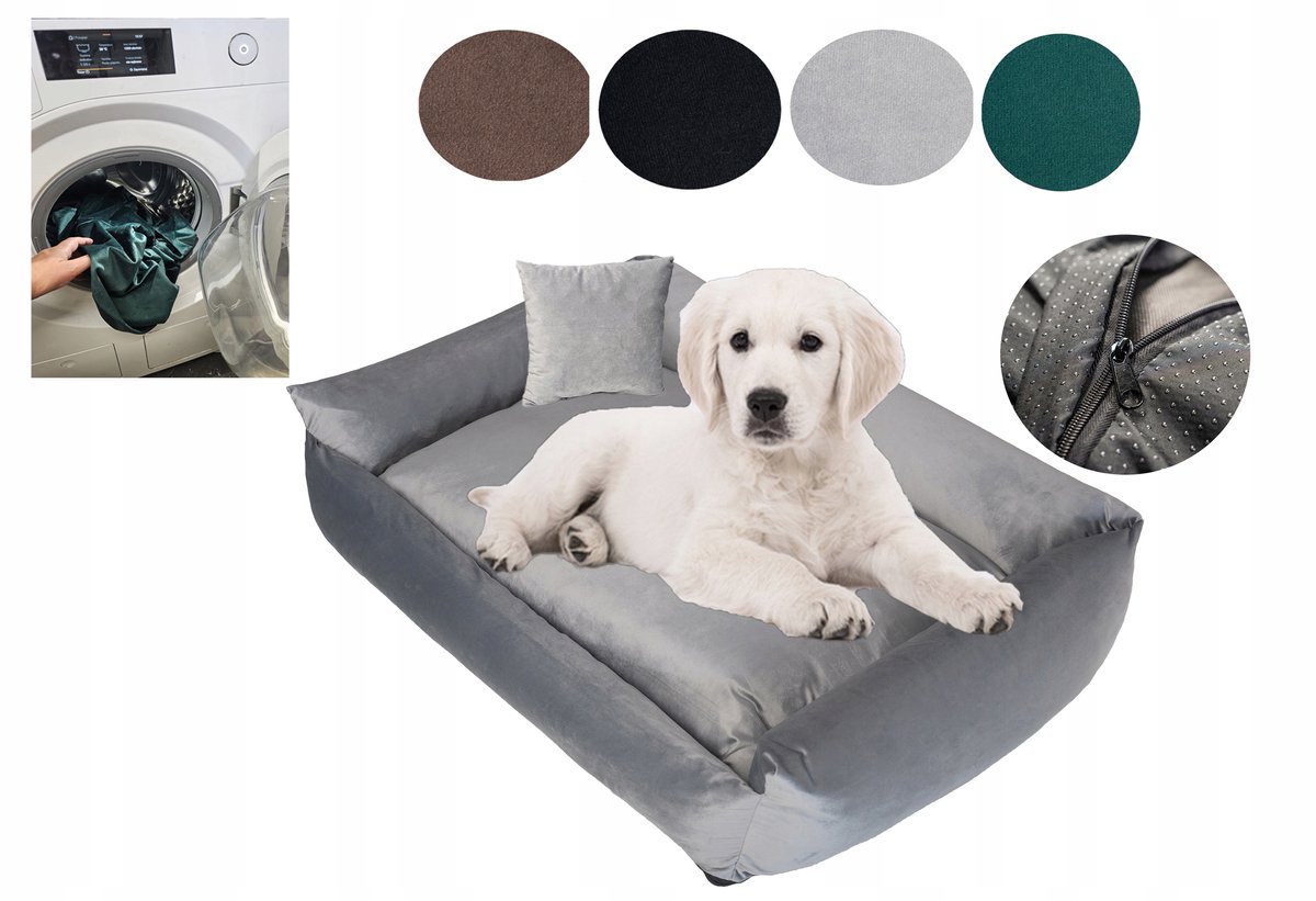 Luxe Hondenbank Velvet 95x75cm - Afneembare Hoes