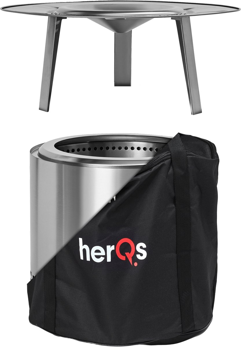 herQs Blaze Heat Bundle - Blaze Firepit met Heater accessoire voordeelbundel - Rookloze vuurkorf - Geurloze vuurkorf