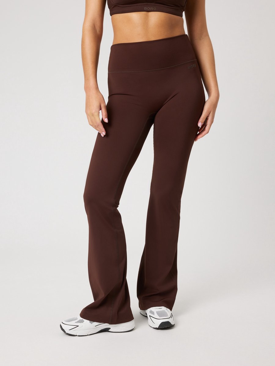 Björn Borg Sportbroek Wijde Pijp Dames - Flare Tight - Gerecycled Polyester - Coffee Bean Bruin - Maat XXL