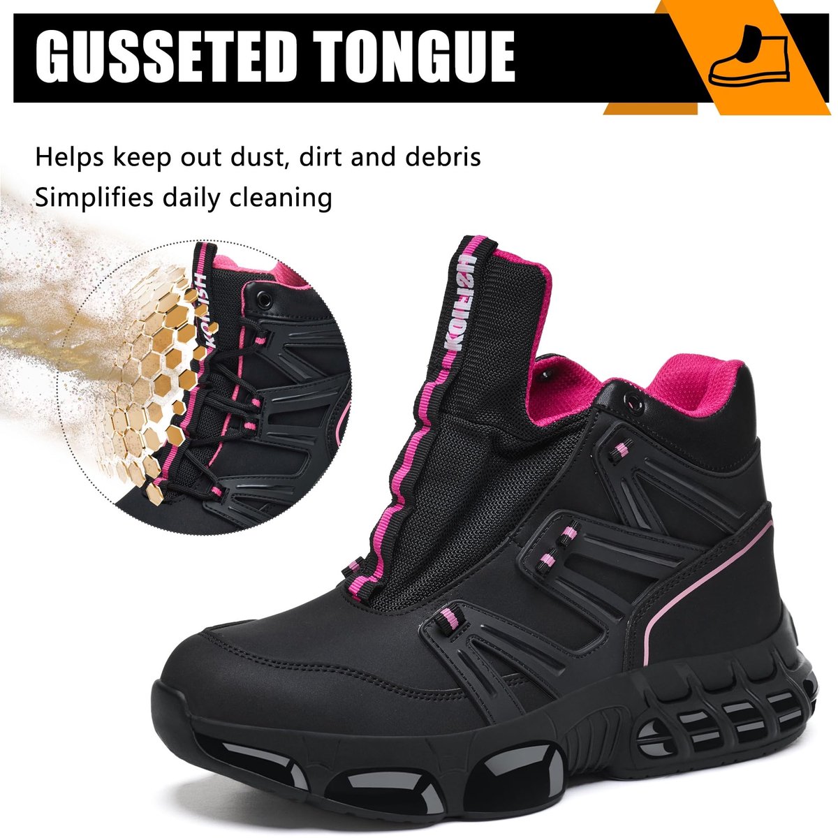 PAQOZKC Veiligheidsschoenen Waterdichte Werkschoenen Hoog Roze 35 - ShopVlot