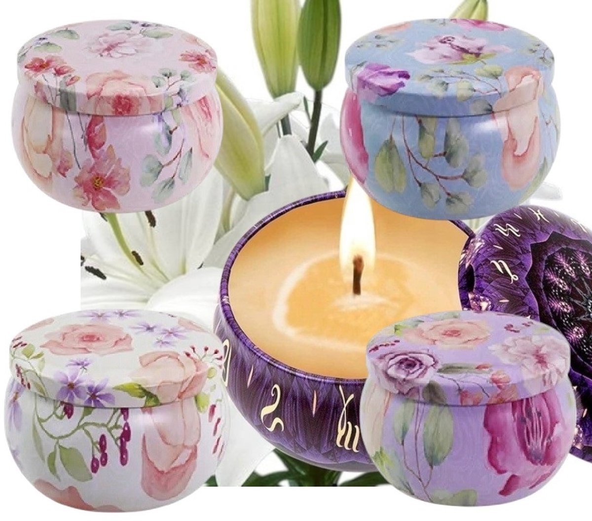 Set van 4 Metalen Blikken met Deksel - 120ml