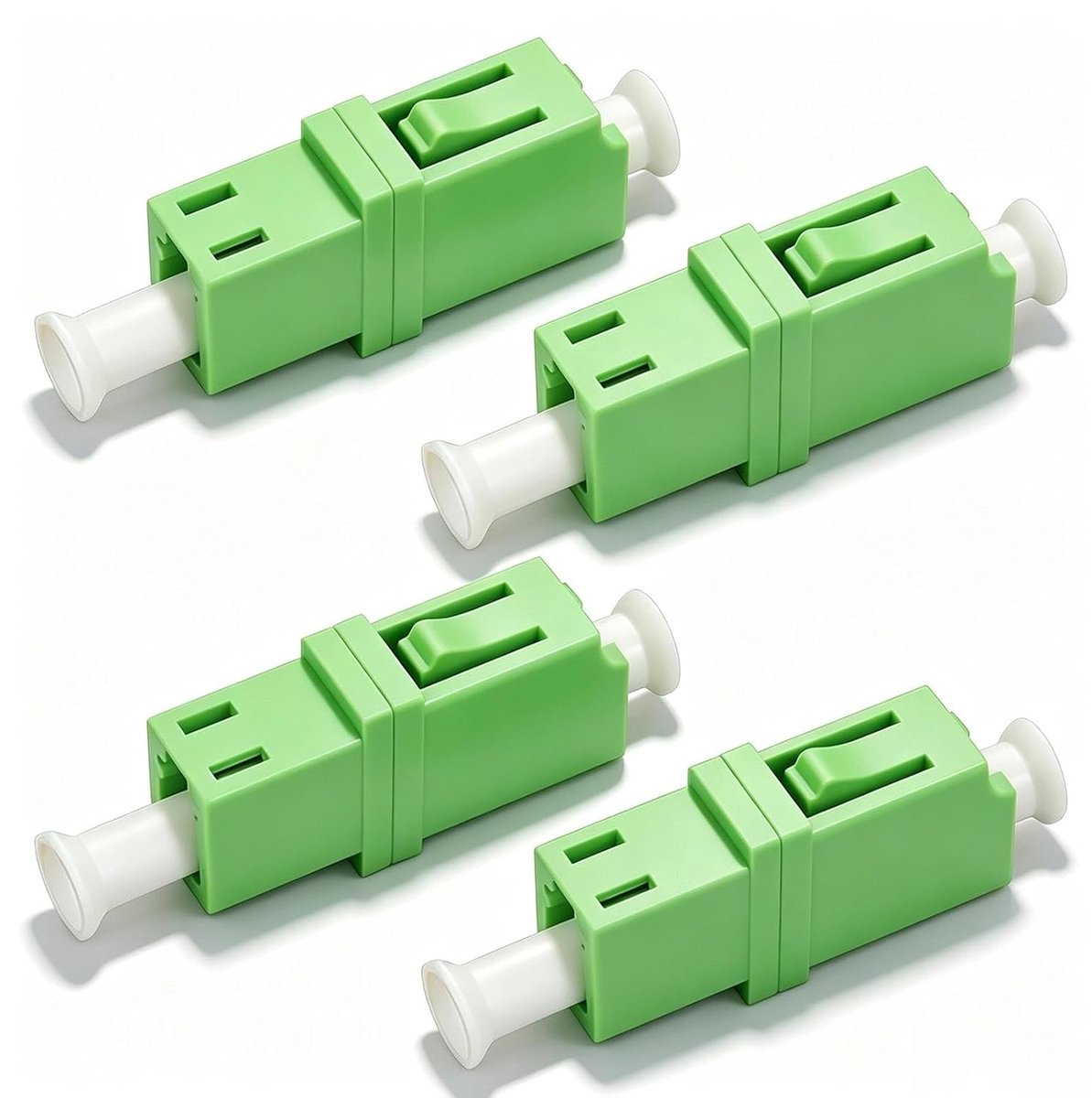 4 Pcs Fiber Optic Adapters, PC Singlemode Fiber Coupler, Green LC APC Female Simplex Monomode, Ceramic Core, for Fiber - ShopVlot
