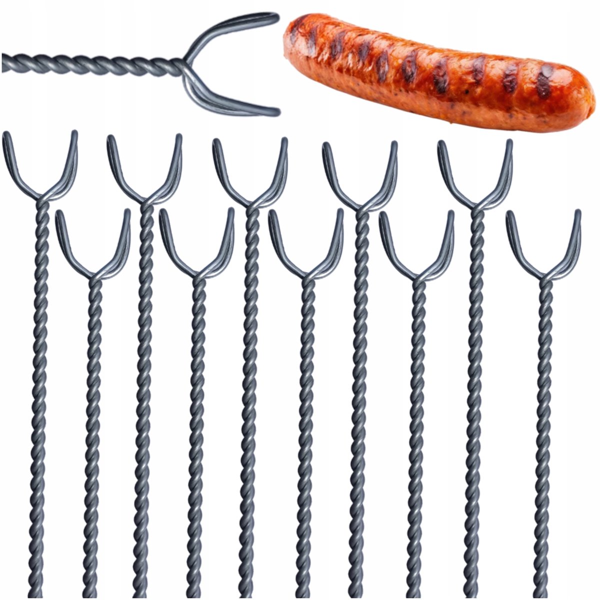 10x Stevige Vuurkorf Vorken - 63cm - Ideaal voor Worstjes