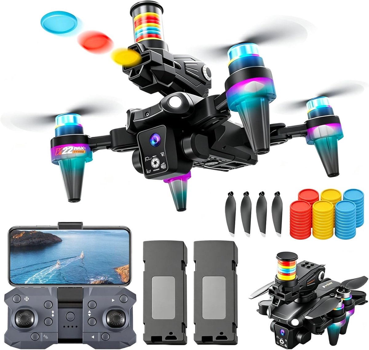 Drone met HD-camera en frisbee-launcher, op afstand bestuurd vliegspeelgoed - ShopVlot