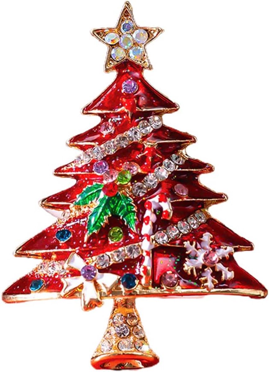Kerstboom Broche Met Kristallen - Festelijke Speld Versierd Met Strass - Elegante Sieraden Broche Voor Trouwjurk En Feesten - Mode Accessoire Voor Dames