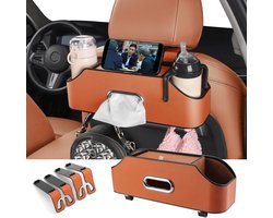 Auto-Achterbank Organizer - Autostoel Opbergdoos - Auto Tissue Box - Auto-Opslag - Met Haak - Met 2 Bekerhouders en Opbergvak voor Tissues - Auto Accessories Interieur - Waterdicht - Voorstoel of Achterbank