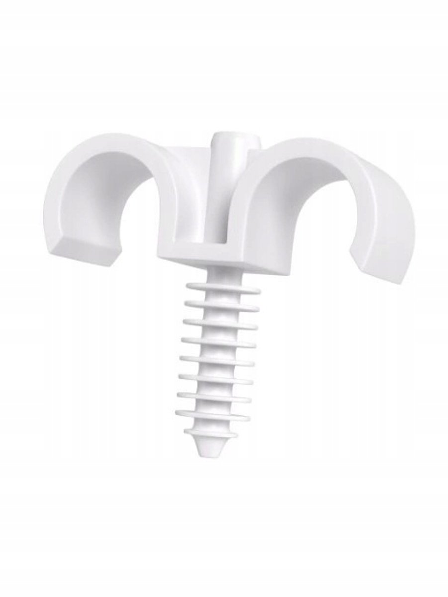 Dubbele Ring Beugel voor PVC Buizen Ø 22mm - 50 Stuks Wit