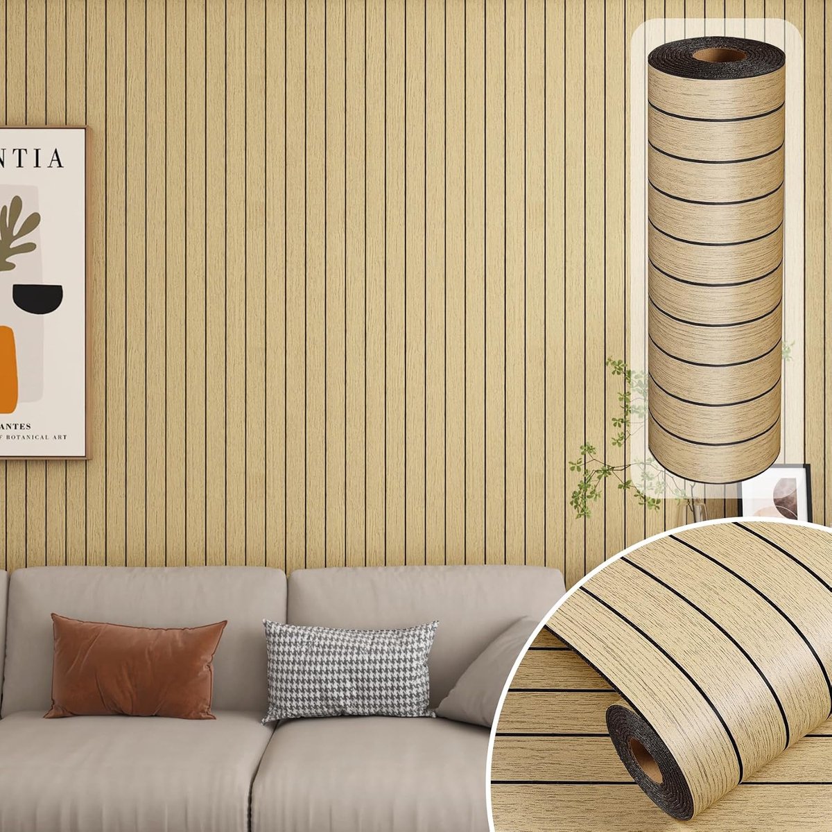 Decotalk 3D Brown Wood Wall Panels Thick Roll 30 x 300 cm Decorative Wall Stickers Stickers for Bedroom Living Room - ShopVlot