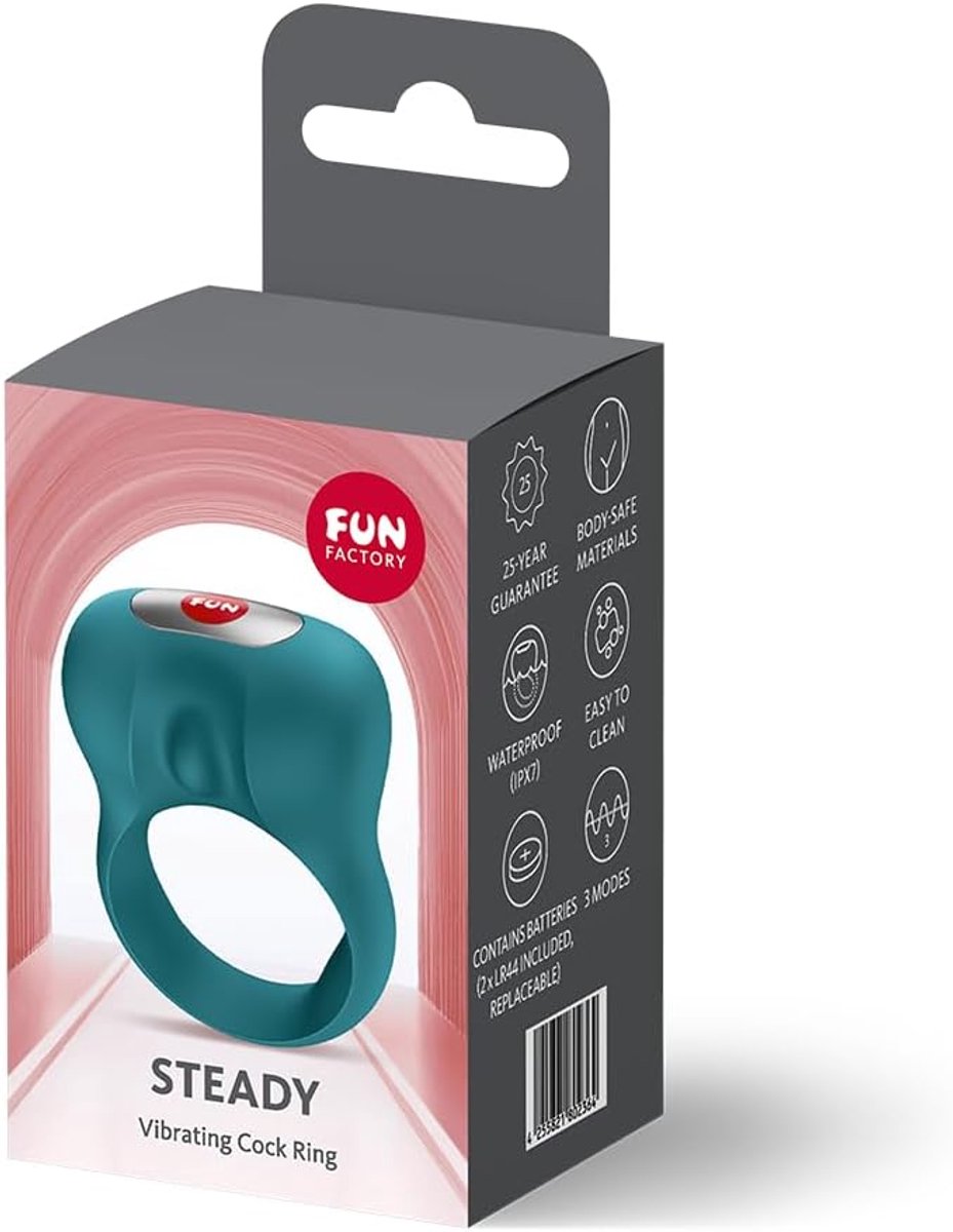 Fun Factory Steady Cock Ring with Vibration - Ring for Couples - Clitoral Stimulation - 3 Vibration Programs - ShopVlot