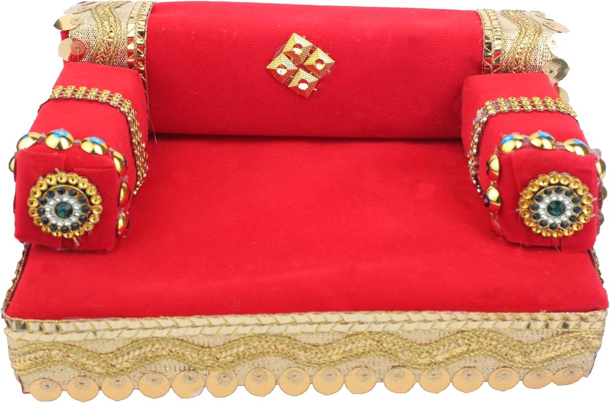 Decorative Laddu Gopal Ji Singhasan for Ball Gopal Velvet Mattress Cushion Gadda Ladoo Gopal Dress Asan Set Indian - ShopVlot