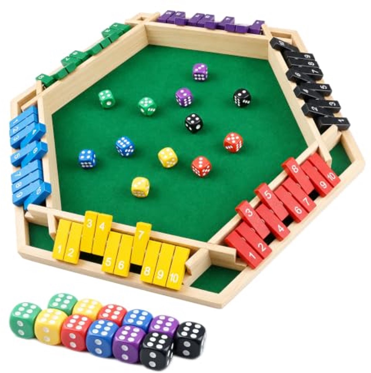 Shut the Box spel - Houten bordspel voor 2-6 spelers - Klassiek dobbelspel - Reisspel en rekenspel - Perfect voor pubs en het hele gezin