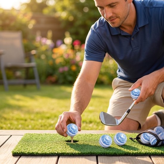 Wit blauwe golf oefen ballen set van 16 voor heren en dames – 42 mm schuim golfballen – zachte golf trainings ballen voor binnen en buiten – golf trainings materiaal — afbeelding 4