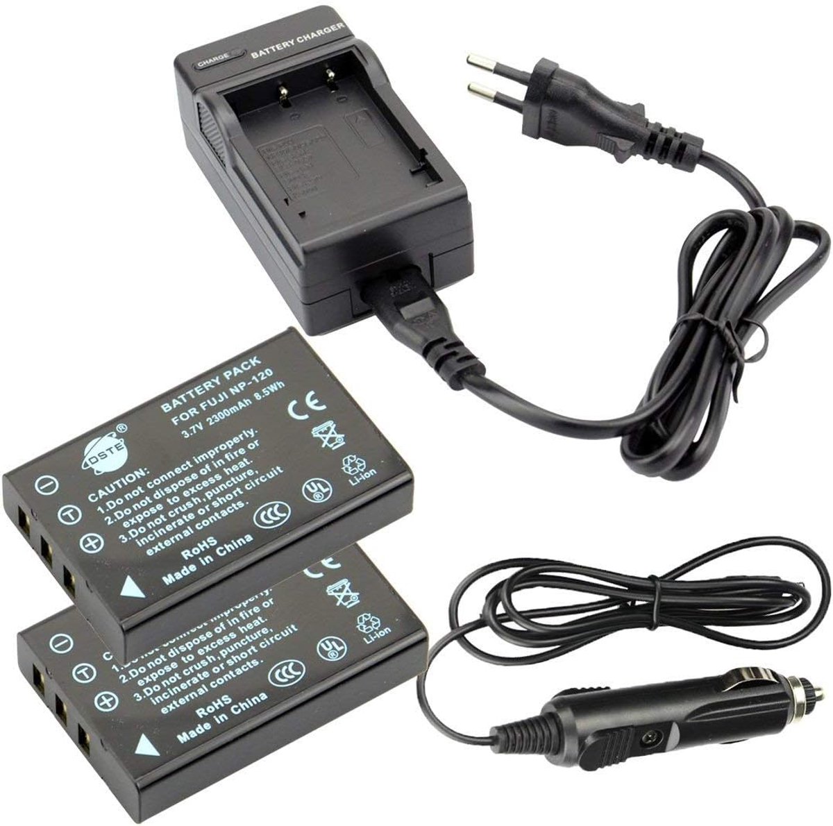 DSTE 2PCS NP-120 Battery and Travel Charger Compatible with Fujifilm FinePix 603, FinePix F10, FinePix F10 Zoom - ShopVlot