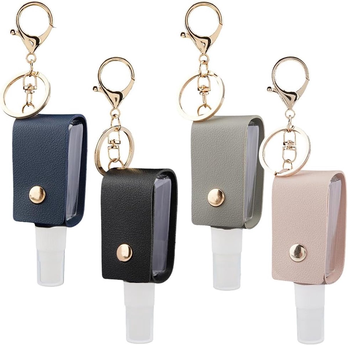 4 Colors Travel Bottle Key Chain PU Leather Hand Docker Holder Key Ring 30ml Portable Small Refillable Hand Docker - ShopVlot