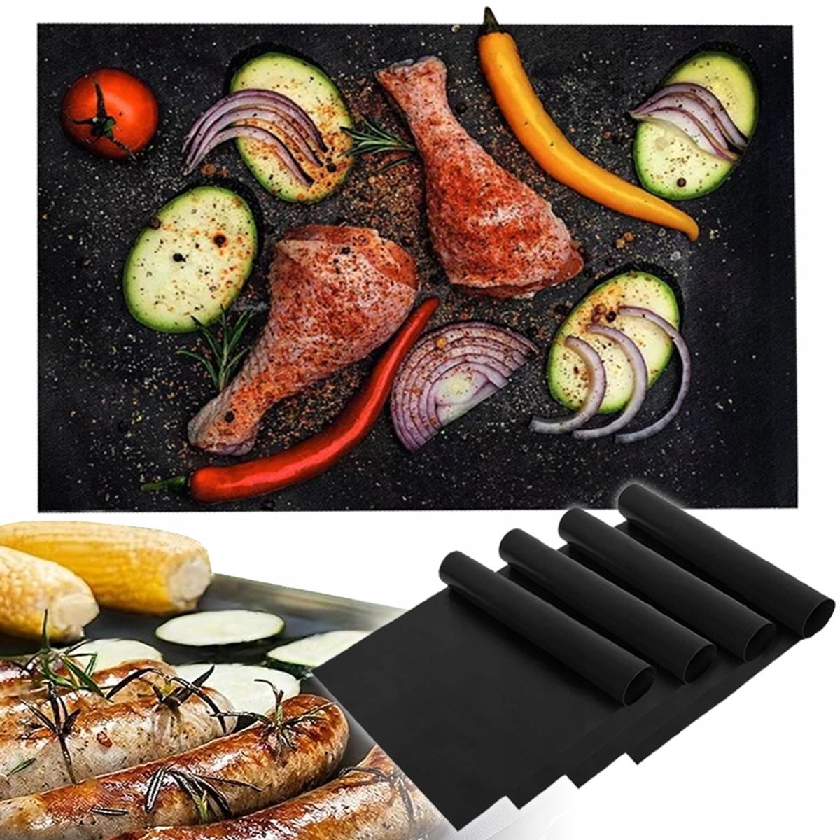 4x Teflon Bakmat voor Grill & Oven - Herbruikbaar BBQ Accessoire