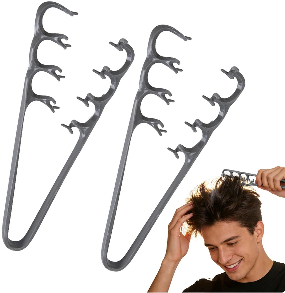 2 stuks Verbeterde Haarknipkam– Textuurkam – Stylingkam – Voor volumineus haar – Pony verdelen & krullen – Unisex – Grijs