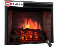 KAMINIO Elektrische haard LUCA - Elektrische inbouwhaard met verwarming, 3D-vlameffect, 12…