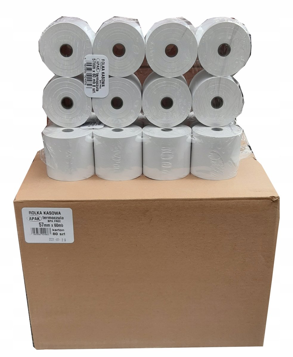 80 stuks thermisch papier voor kassabonnen, 57x60mm