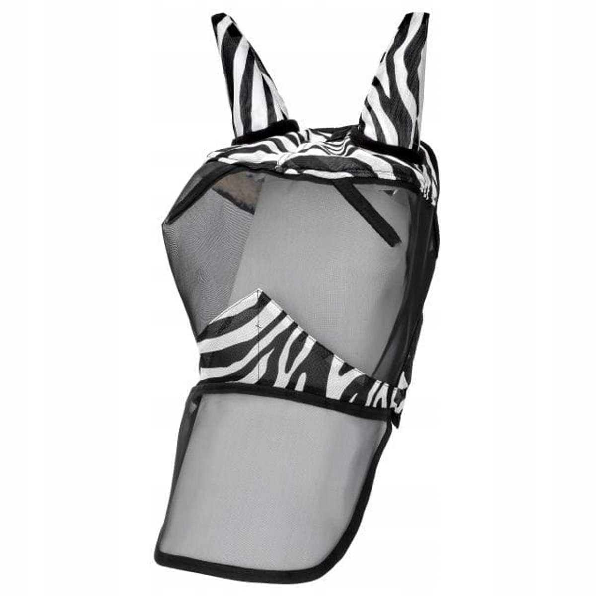 Paarden vliegenmasker Zebra PONY met oren en neusbescherming