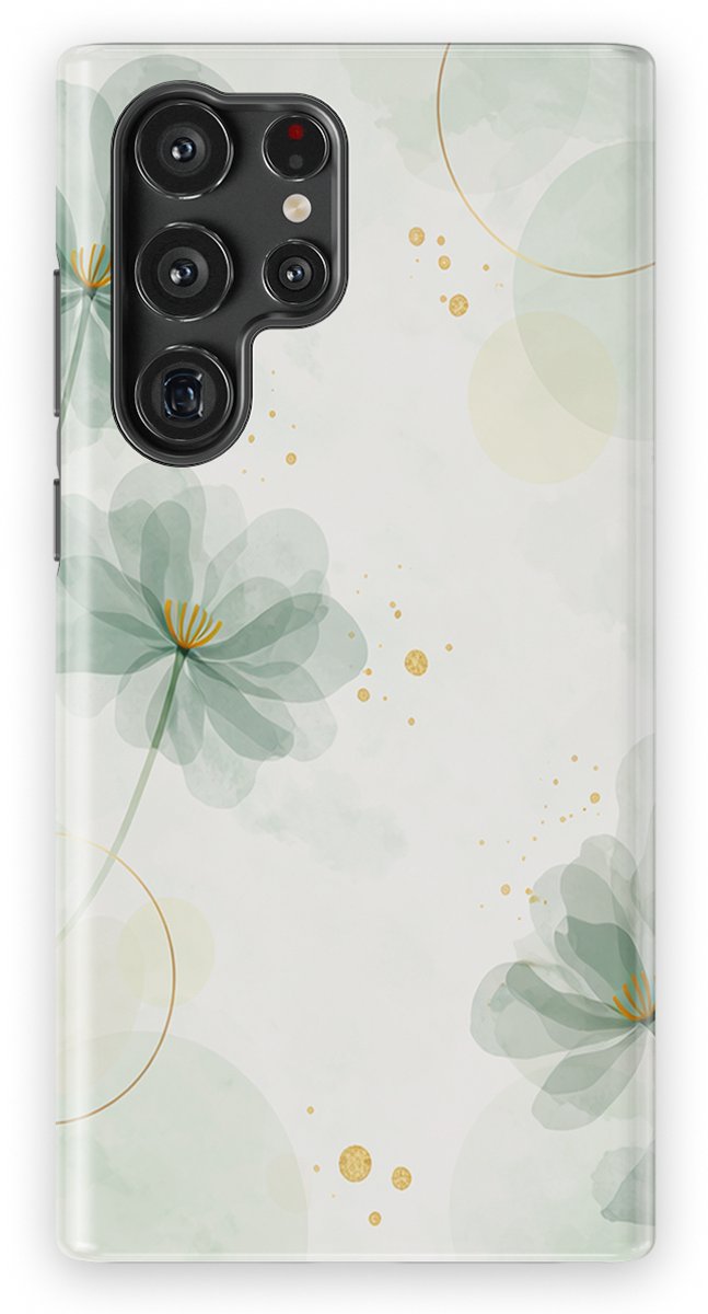 DripCase - Bloom Collection Hoesje voor Samsung Galaxy S22 Ultra - Soft Sage Floral