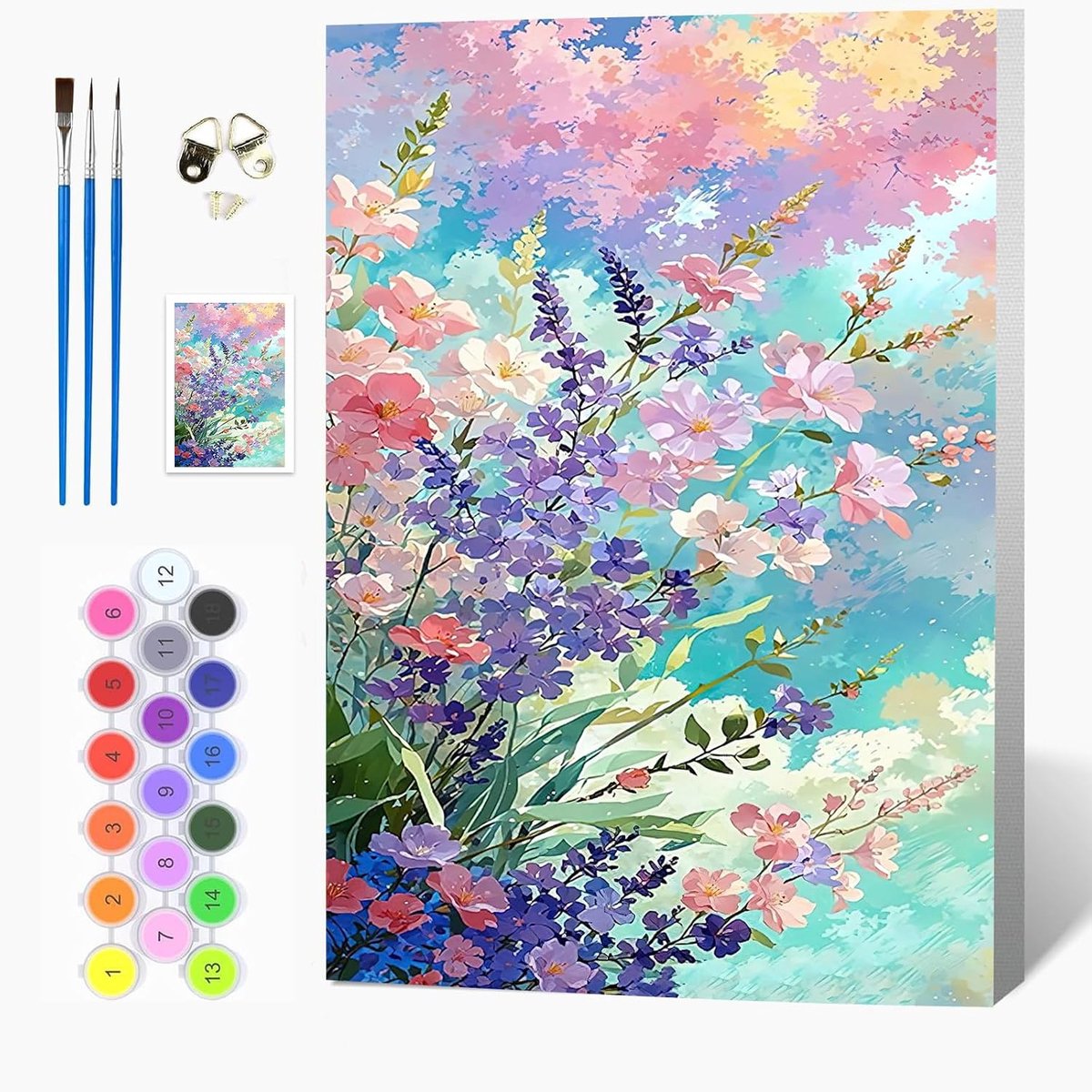 Auremi DIY Bloemen Verf op Nummers voor Volwassenen Kinderen-Landschap Canvas Olieverfschilderij Kit voor Volwassenen - ShopVlot