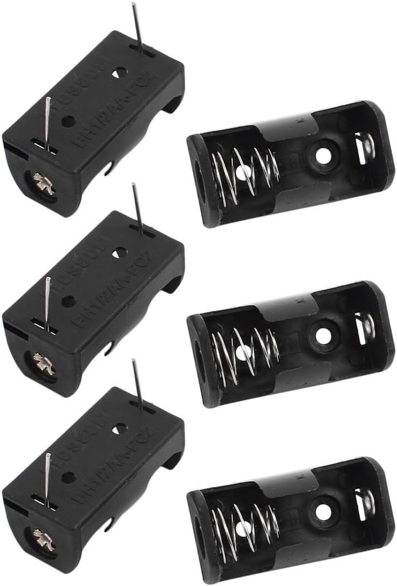 sourcing map 6 pcs plastic shell 1/2AA button cell battery base holder case black DE the - ShopVlot