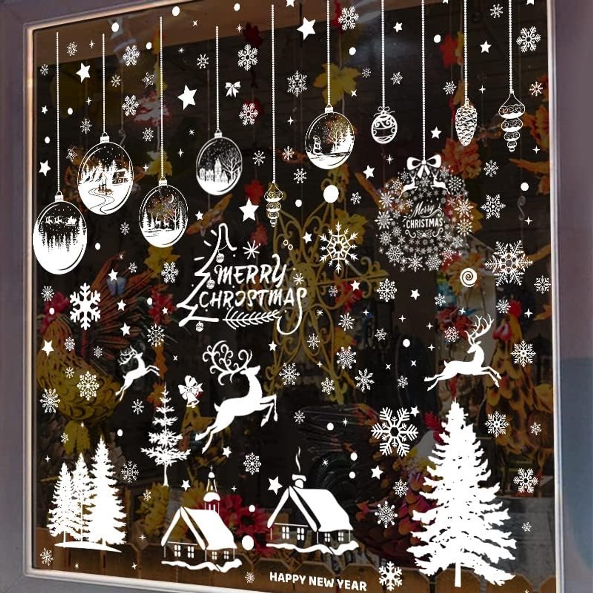 Kerst Raamstickers 9 Vellen - Zelfklevende Sneeuwvlokken en Huismotieven - Winterse Raamdecoratie voor Binnen en Buiten - Feestelijke Stickers voor Ramen en Glas