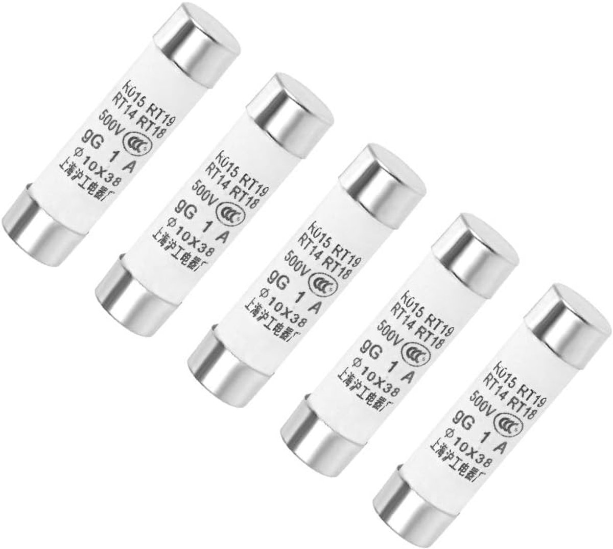 sourcing map 5pcs Ceramic Cartridge Fuses, 1A, 500V, 10x38mm, Quick Replacement for Stereo Audio, Alarm Amplifier - ShopVlot