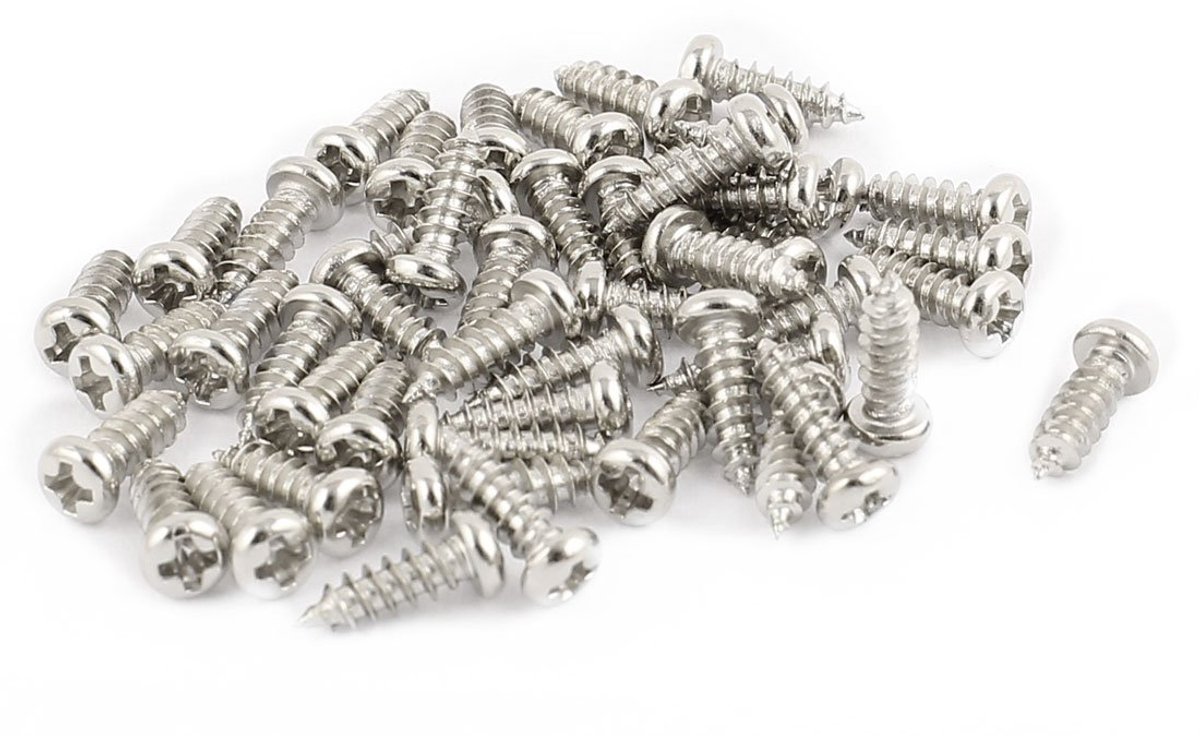 uxcell 50pcs M2.5 X 8mm Stainless Steel Phillips Pan Round Head Self Tapping Screws - ShopVlot