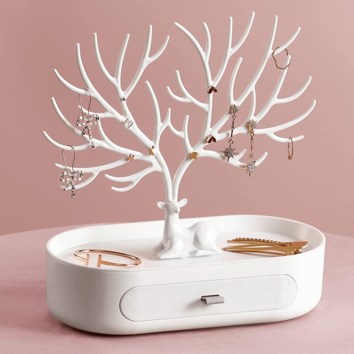 Sieradenstandaard Wit - Juwelenboom Met Lades - Opbergplateau Voor Kettingen En Armbanden - Oorbel En Halssnoerhouder - Elegante Sieradenorganizer